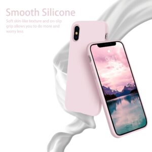 OTOFLY Liquid Silicone Gel Rubber Full Body Protection Shockproof Case for iPhone Xs/iPhone X，Anti-Scratch&Fingerprint Basic-Cases，Compatible with iPhone X/iPhone Xs 5.8 inch (2018), (Ice Pink)