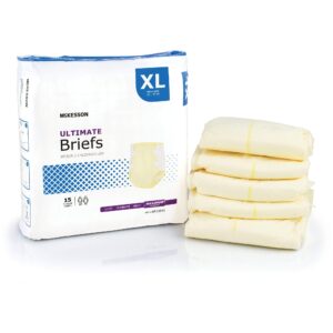 mckesson ultimate briefs, incontinence, maximum absorbency, xl, 15 count, 4 packs, 60 total