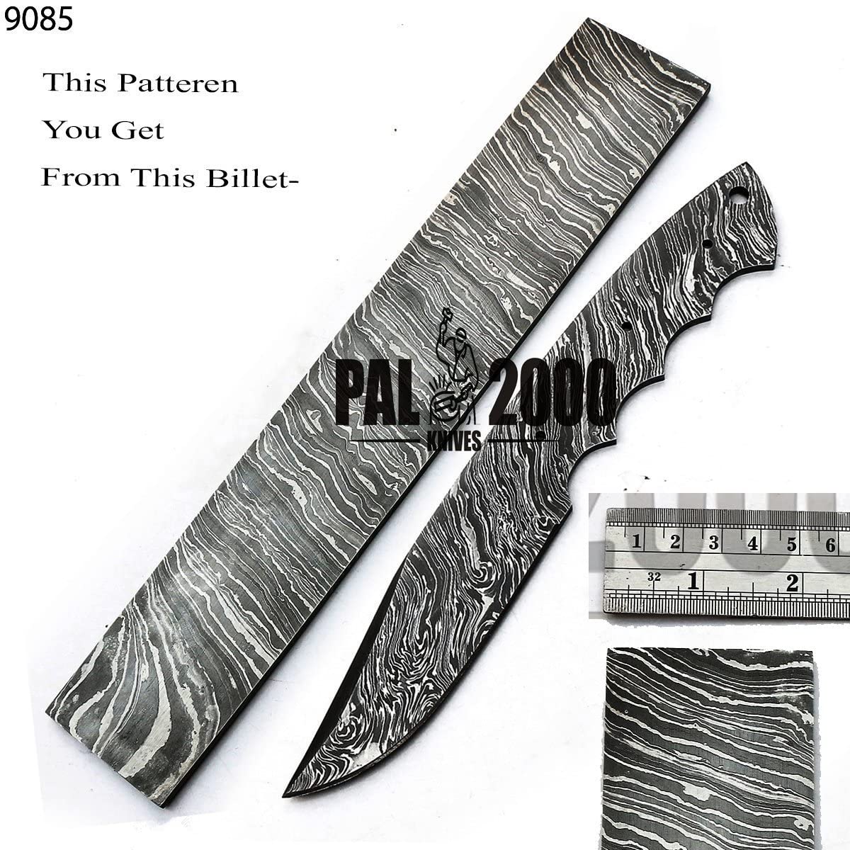 PAL 2000 HUNTING KNIVES Fire Strom Pattern Handmade Damascus Steel Bar Custom Damascus Steel Billet Blank Blade 15 x2 x5mm Sstn 9927