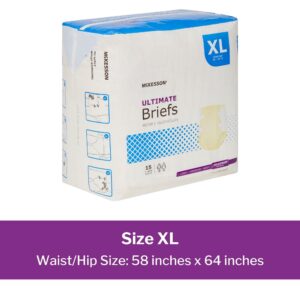 McKesson Ultimate Briefs, Incontinence, Maximum Absorbency, XL, 15 Count, 4 Packs, 60 Total