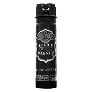 POLICE MAGNUM Pepper Spray Self Defense- Max Strength Portable Canister-Made in The USA - 4 Ounce Flip Top (Stream)