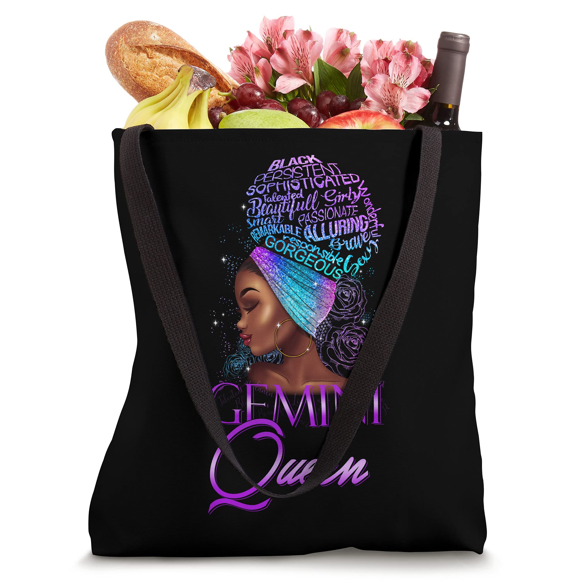 Purple Gemini Queen African American Woman May June Womens Tote Bag