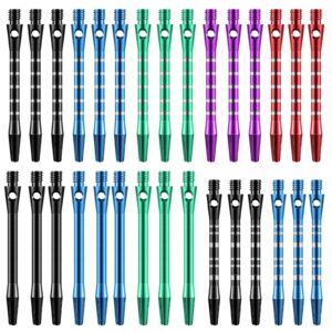 30 pcs dart shafts for steel tip medium 2ba thread aluminium alloy dart stems 50 mm 53 mm with rubber rings replacement harrows dart accessories and flights(classic style,multi colors)