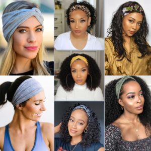 Kachanaa 6 Pack Solid Color Boho Style Non-slip Printed Headband Wigs for Women Soft Elastic Breathable Hair Bands Turban for Teen Girls Accessories(C1)