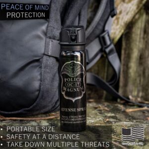 POLICE MAGNUM Pepper Spray Self Defense- Max Strength Portable Canister-Made in The USA - 4 Ounce Flip Top (Stream)