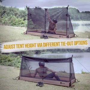 OneTigris Solo Mesh Tent, Ultralight Screen House with 3000 Waterproof Bathtub Floor for Camping Hiking Backpacking Traveling Fishing Patio