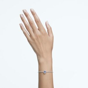 SWAROVSKI Una Bangle, Octagon Cut Stone, Blue, Rhodium Finish