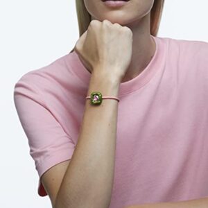 SWAROVSKI Dulcis Soft Bracelet with Pink Crystal in Green Molded Setting on Pink Braided Cord, Part of the Dulcis Collection