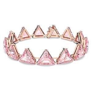 swarovski ortyx bracelet, triangle cut crystals, pink, rhodium plated