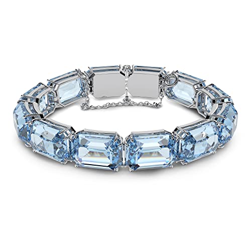 SWAROVSKI Millenia bracelet, Octagon cut crystals, Blue, Rhodium Finish