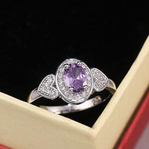 SCHZBSP S925 sterling silver vintage amethyst diamond ladies ring heart-shaped pavé cubic zirconia ring gorgeous CZ diamond ring eternal engagement ring ring fashion female ring (6)