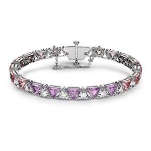 swarovski ortyx bracelet, triangle zirconia, pink, rhodium finish