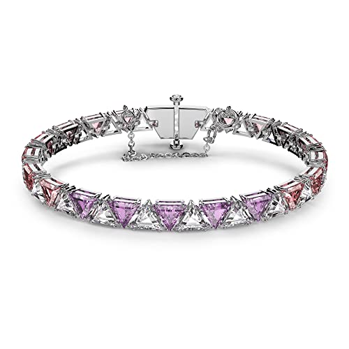 SWAROVSKI Ortyx bracelet, Triangle Zirconia, Pink, Rhodium Finish