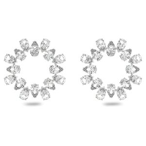 swarovski matrix earrings, circle, clear, rhodium finish