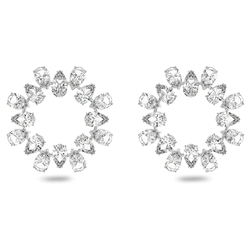 SWAROVSKI Matrix earrings, Circle, Clear, Rhodium Finish