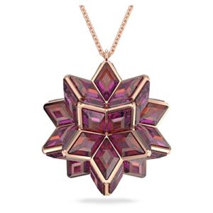 swarovski curiosa pendant necklace, adjustable necklace with pink triangle step-cut swarovski crystals on a rose gold-tone finish chain, part of the swarovski curiosa collection