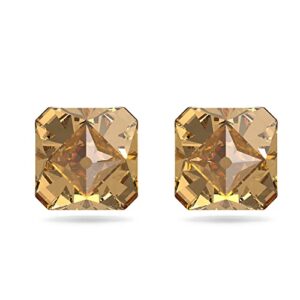 SWAROVKSI Ortyx stud earrings, Pyramid cut crystals, Yellow, Gold-tone Finish