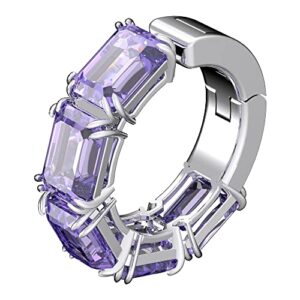 swarovski millenia ear cuff, octagon cut swarovski zirconia, purple, rhodium finish