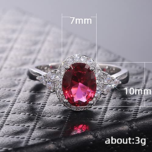 SCHZBSP S925 sterling silver classic crystal gem engagement ring with sparkling CZ diamond ring temperament female ruby ring luxury jewelry birthday gift (8)