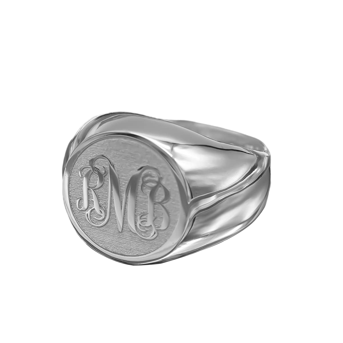 Elefezar Personalized Script Monogram Signet Ring 925 Sterling Silver Initial Ring Custom Unisex Jewelry Silver