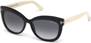 tom ford ft0524 alistair 05b 56mm shiny black front, shiny ivory temples/gradient smoke geometric sunglasses for women + bundle with designer iwear eyewear kit…