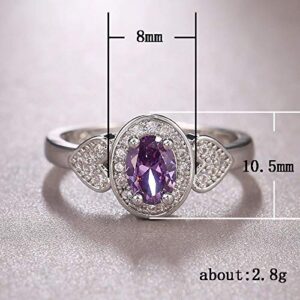 SCHZBSP S925 sterling silver vintage amethyst diamond ladies ring heart-shaped pavé cubic zirconia ring gorgeous CZ diamond ring eternal engagement ring ring fashion female ring (6)