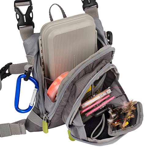 Allen Company Fall River Fly Fishing Chest Pack - Fits up to 2 Tackle/Fly Boxes and Other Accessories - Gray/Lime