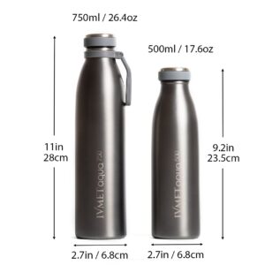 IVMET Aqua Stainless Steel Double Wall Vacuum Insulated Drinking Bottle Flask thermos Hydro Metal reusable Canteen for Sport Fitness Outdoor (Cool Grey, 25.3 Oz/750 ml)