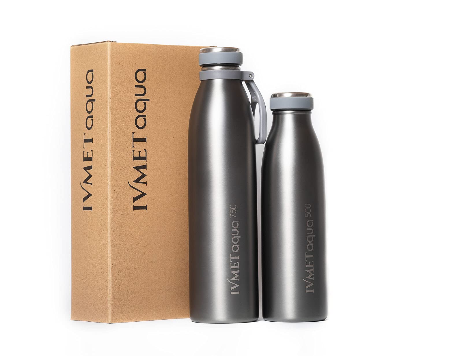 IVMET Aqua Stainless Steel Double Wall Vacuum Insulated Drinking Bottle Flask thermos Hydro Metal reusable Canteen for Sport Fitness Outdoor (Cool Grey, 25.3 Oz/750 ml)