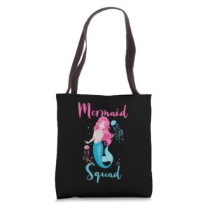 mermaid squad | cute matching little girls birthday party tote bag