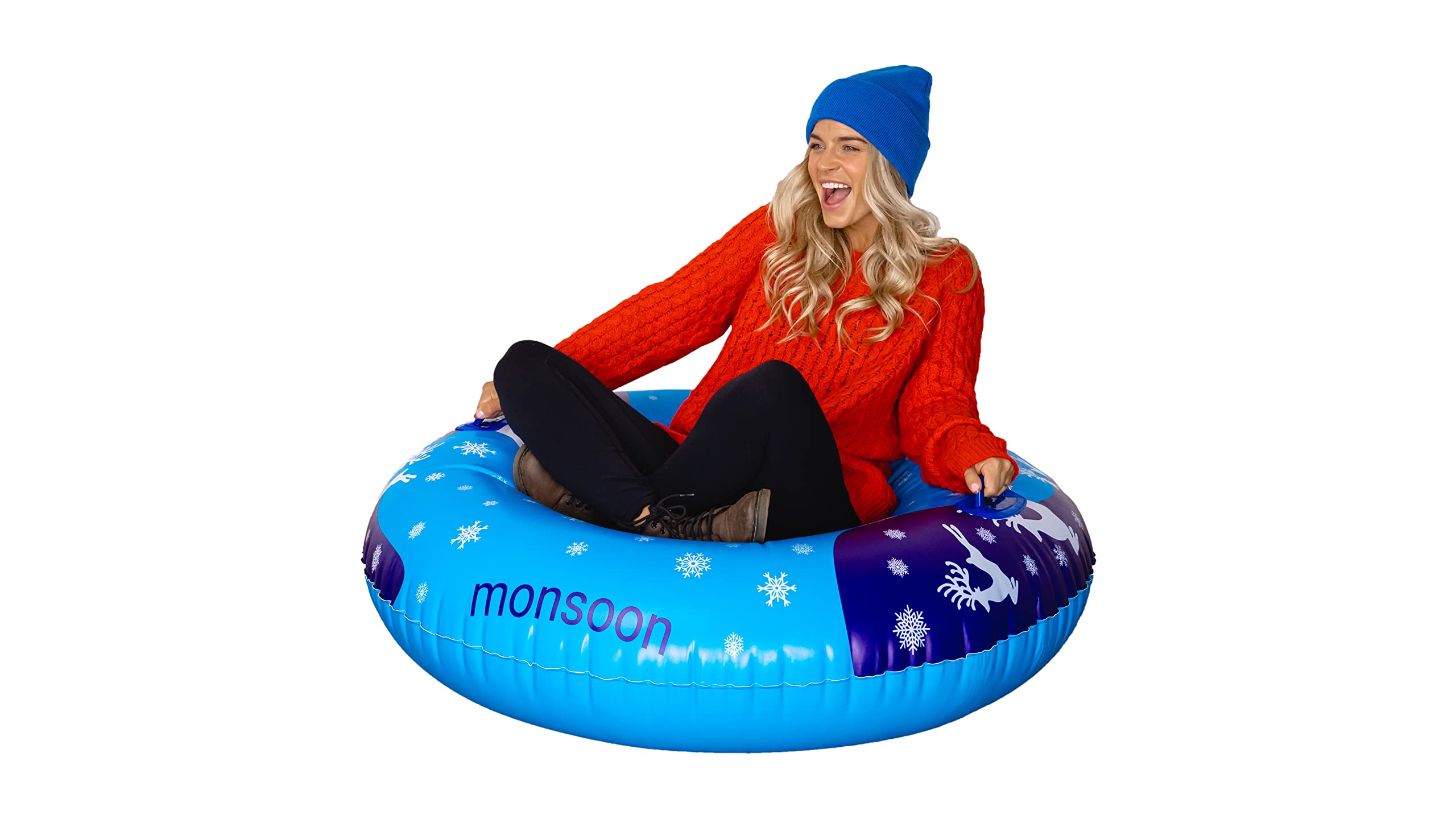 monsoon [Glider] Luxury Snow Tube for Sledding Heavy Duty Sleds with Handles for Adults - Blue