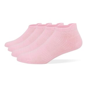 haloyiyi womens performance ankle 4 pairs running athletic breathable cushioned low cut sports socks (pink, shoe size 6-10)