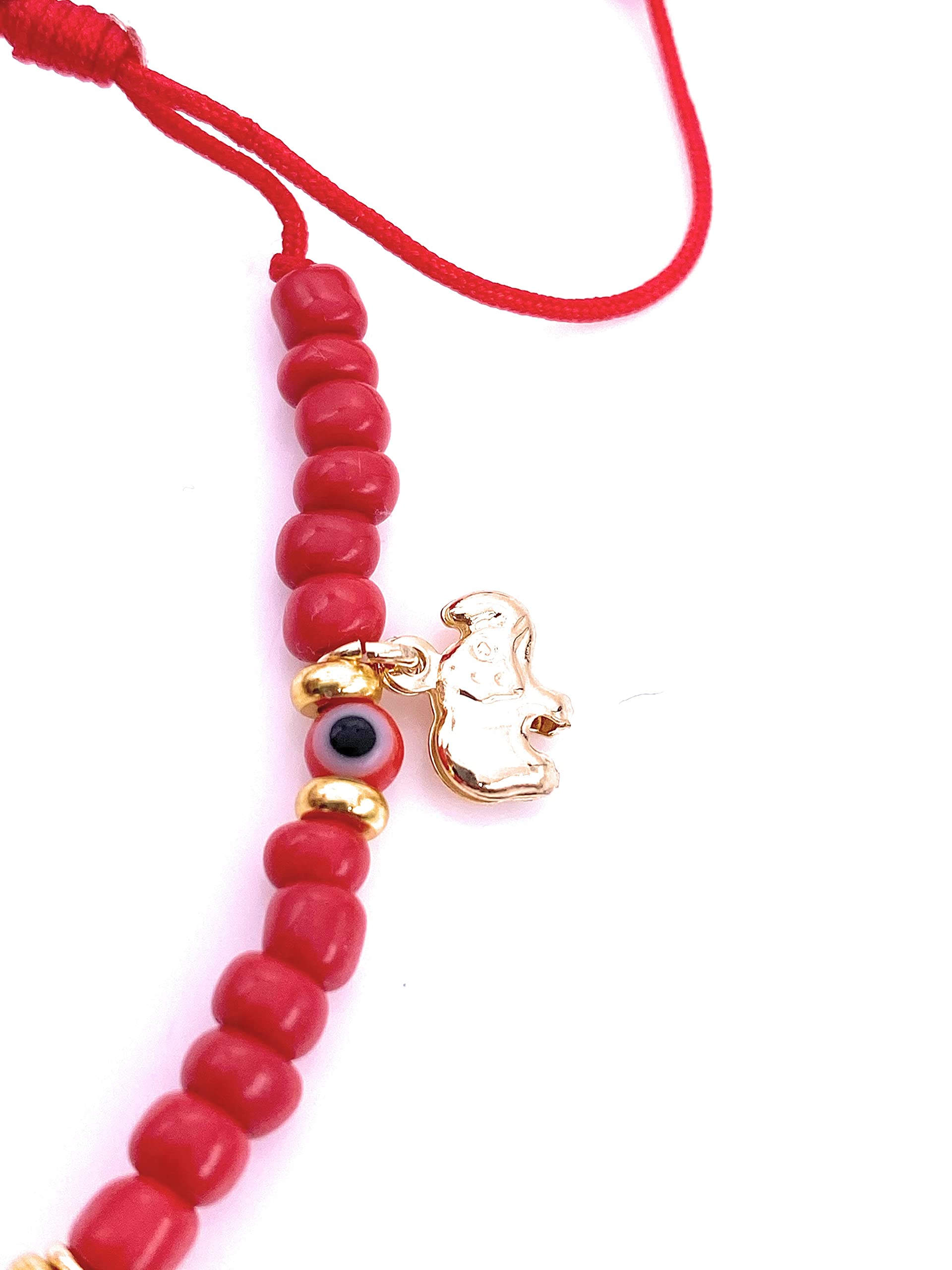 LESLIE BOULES Saint Benedict Protection Red Bracelet for Women Lucky Multi Charms & Genuine Azabache Pendant