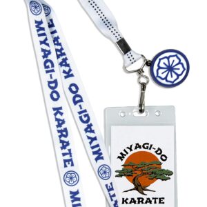 Surreal Entertainment Cobra Kai Miyagi-Do Karate Dojo Lanyard Clear ID Badge Holder, White, One Size