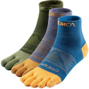 orrinsports 3 pairs women & men's athletic toe socks five finger socks for running hiking walking quarter crew (size medium)