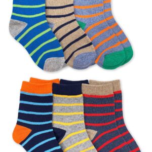 Jefferies Socks Boy's Stripe Pattern Crew Socks 6 Pack, Multi, Medium