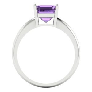 Clara Pucci 2.0 ct Asscher Cut Solitaire Simulated Alexandrite Engagement Bridal Promise Anniversary Ring 18K White Gold Size 8.25