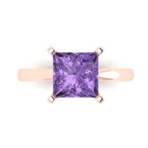 clara pucci 3.0 ct princess cut solitaire simulated alexandrite engagement bridal promise anniversary ring 18k rose gold size 9.5