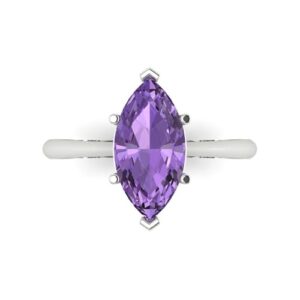 Clara Pucci 2.50 ct Marquise Cut Solitaire Simulated Alexandrite Engagement Bridal Promise Anniversary Ring 18K White Gold Size 6.25