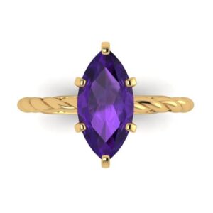 clara pucci 2ct marquise cut custom engraving rope twisted knot amethyst engagement wedding solitaire w/accent ring 18k yellow gold 6.5