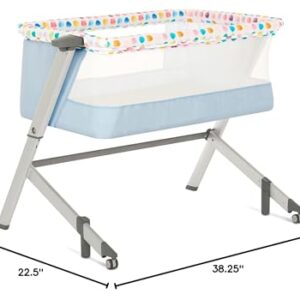 Dream On Me Flora Baby Bassinet in Confetti Blue, Lightweight and Portable Travel Bassinet with Carry Bag, Five Adjustable Height Position, Mattress Pad Included