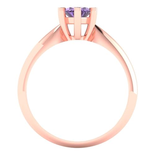 Clara Pucci 1.0 ct Marquise Cut Solitaire Simulated Alexandrite Engagement Bridal Promise Anniversary Ring 18K Rose Gold Size 3.5