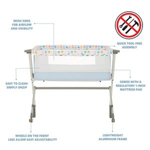 Dream On Me Flora Baby Bassinet in Confetti Blue, Lightweight and Portable Travel Bassinet with Carry Bag, Five Adjustable Height Position, Mattress Pad Included