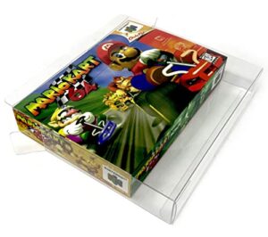 ecotek protectors clear protector case compatible with snes & nintendo 64 games storage box video game display - scratch, dust resistant (10 pack)