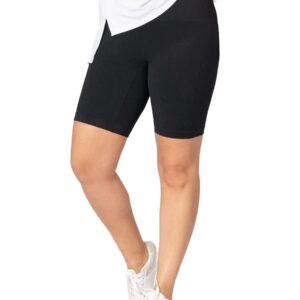 SHAPERMINT Fresh Control Mid-Waist Shaper Biker Shorts for Women - Tummy to Back Control, Anti-Slip Silicone Strip, Twill Stitch - Summer Essential, Small to Plus Size Black