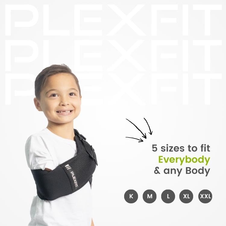 PLEXFIT Athletic Arm Sling Class A Medical Device - Shoulder Sling Immobilizer for Injury Support - For Elbow & Wrist Too - Men & Women (Large Right, Black)