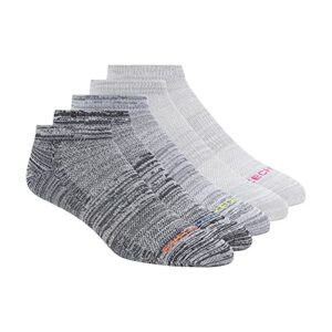 skechers womens 5 pack low cut socks, steel grey/cool grey, 9 11 us