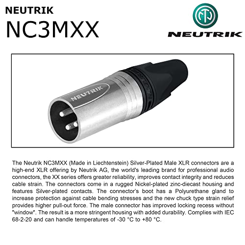 WORLDS BEST CABLES 2 Units - 0.5 Foot - Balanced Microphone Cable CUSTOM MADE using Mogami 2549 (Black) wire and Neutrik NC3MXX & NC3FXX Silver XLR Plugs