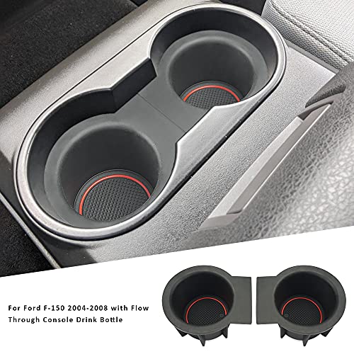 AOTEMILK TPE Console Cup Holder Inserts Replacement for Ford F150 2004-2008 with Flow Through Console Drink Bottle Hold for 2003-2006 Ford Expedition & Lincoln Navigator