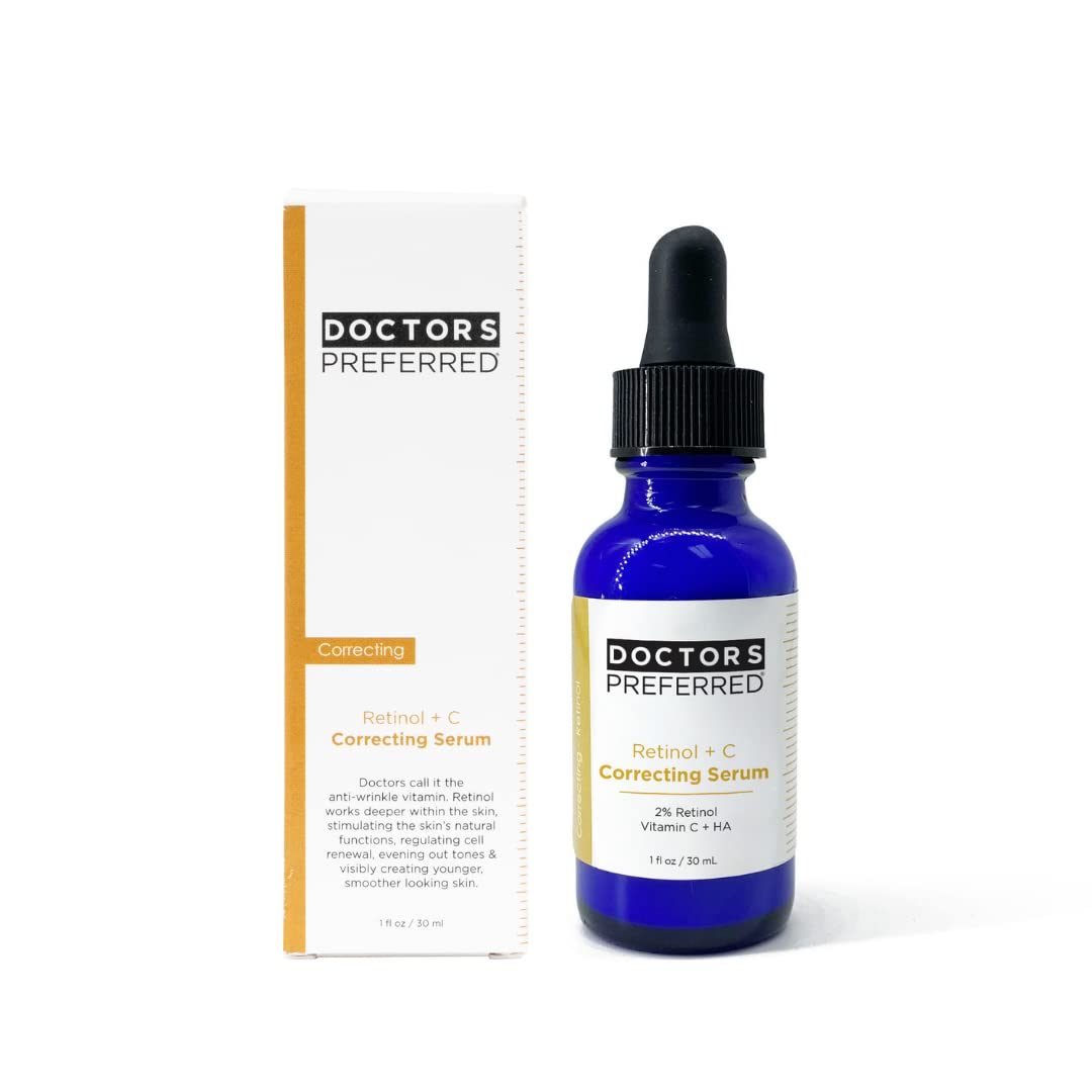 Retinol + C Correcting Serum - Jumpstart the Rejuvenation Process and Dramatically Improve Deep Wrinkles, Texture, Uneven Skin Tones% Hyperpigmentation | Doctors Preferred | 1oz./30ml